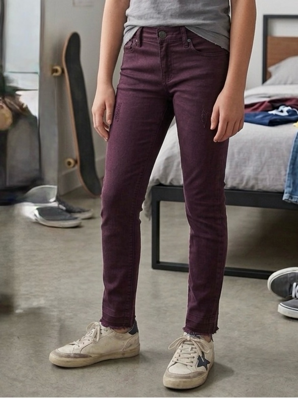 NEW Hudson Girls Kids Skinny Jeans Plum Purple size 14 cotton